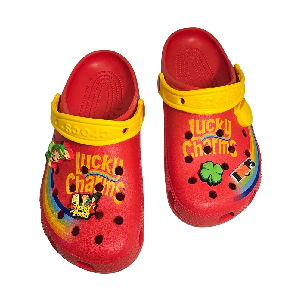 CROCS Lucky Charms Classic Clog Red Yellow Rainbow M5 W7 Slip On Shoes